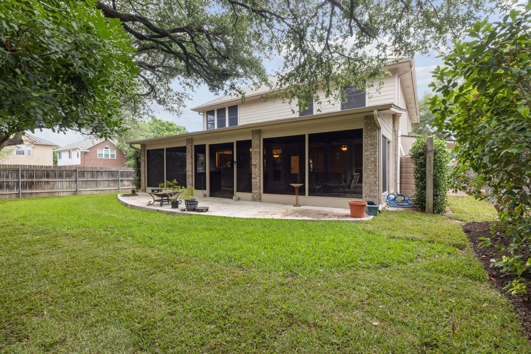 Rear elevation with screened-in patio